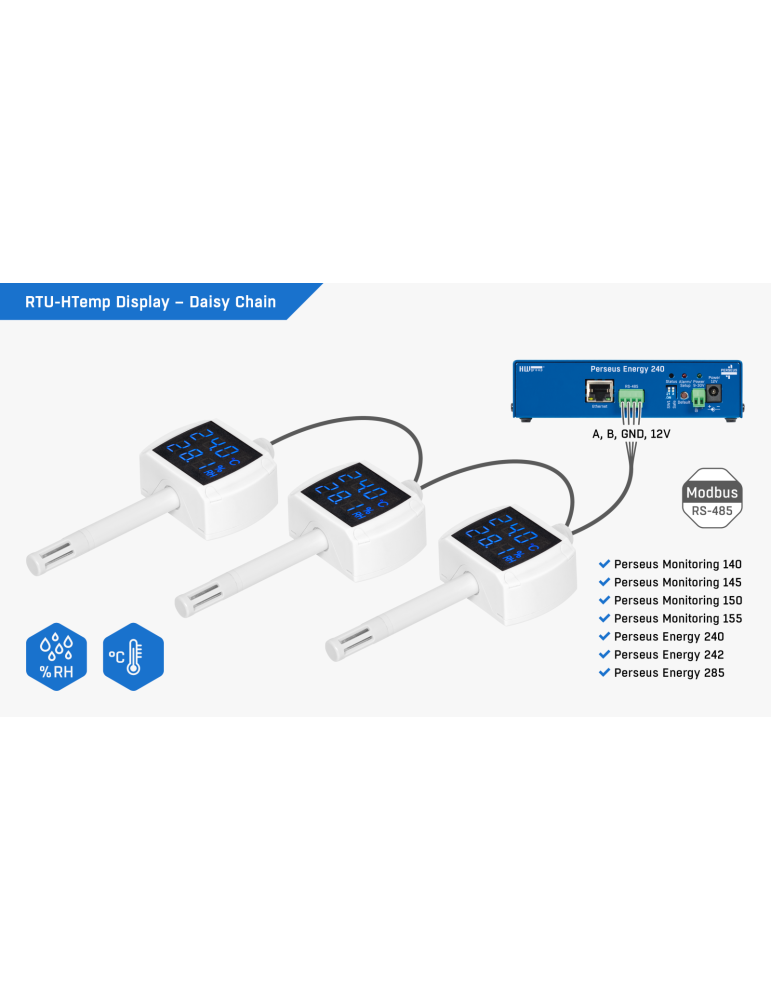 RTU-HTemp Display - Capteur température humidité écran LCD Modbus