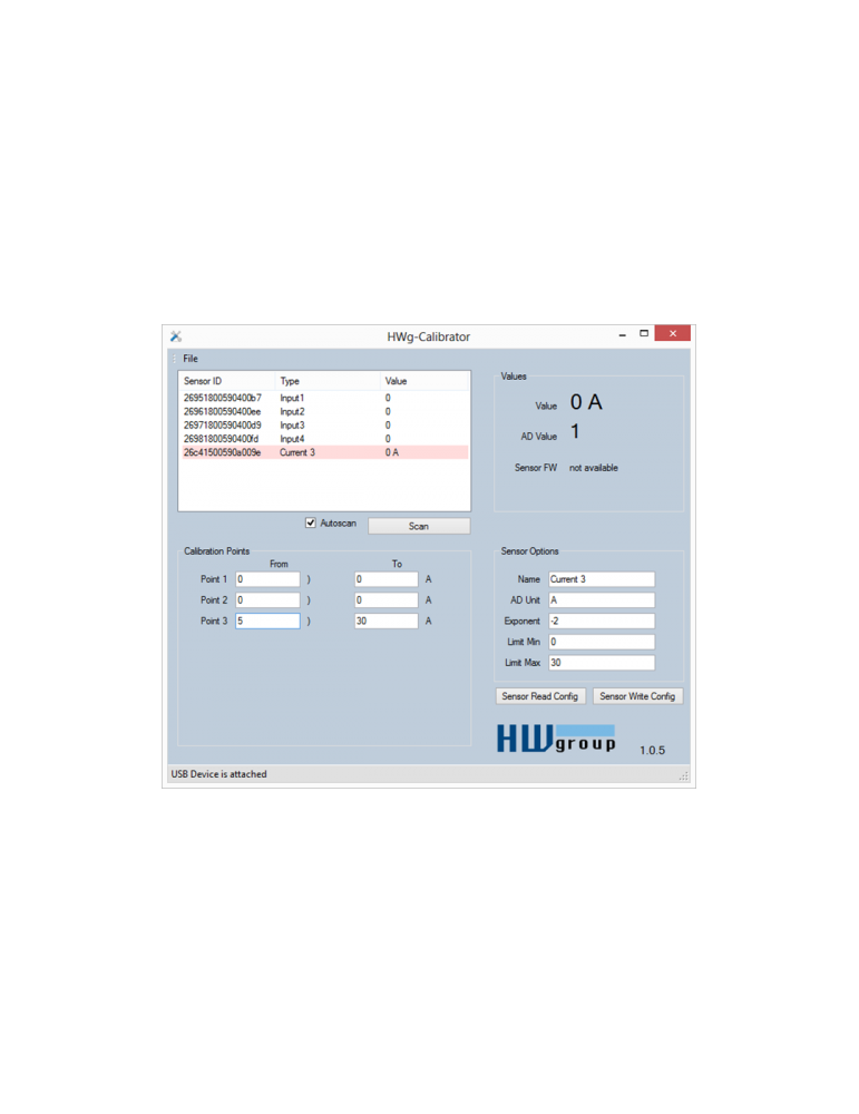 HWgroup 1-Wire UNI USB calibrator - étalonnage capteurs 1W-UNI