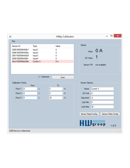 HWgroup 1-Wire UNI USB calibrator - étalonnage capteurs 1W-UNI