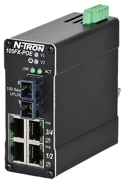 105FXE-SC-80-POE-MDR Switch 5 ports PoE industriel fibre 80 km