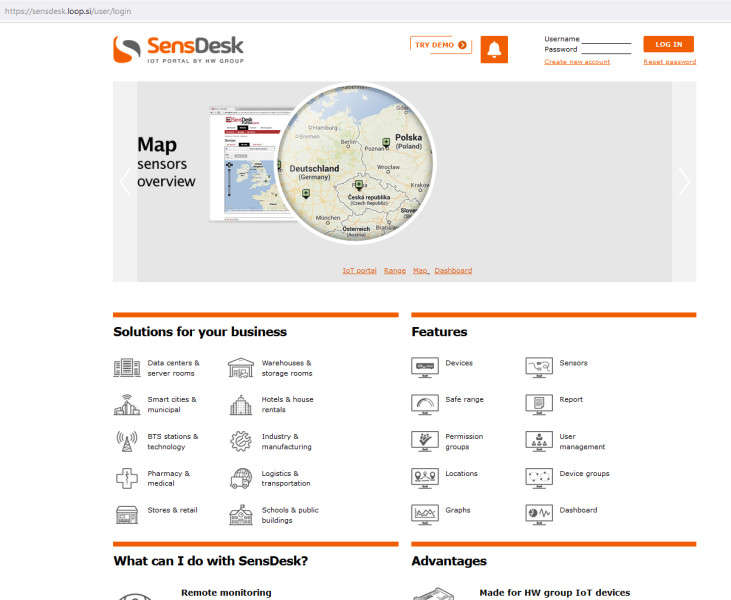SensDesk - portail cloud supervision environnementale HWgroup