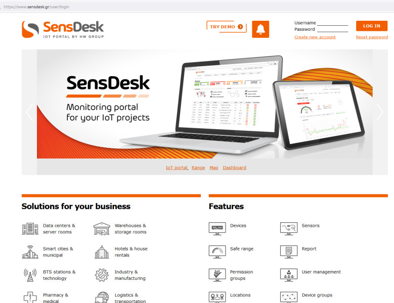 SensDesk - portail cloud supervision environnementale HWgroup
